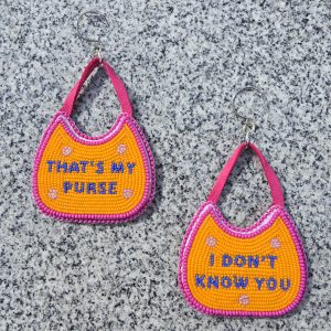 Bright Orange Purse Earrings